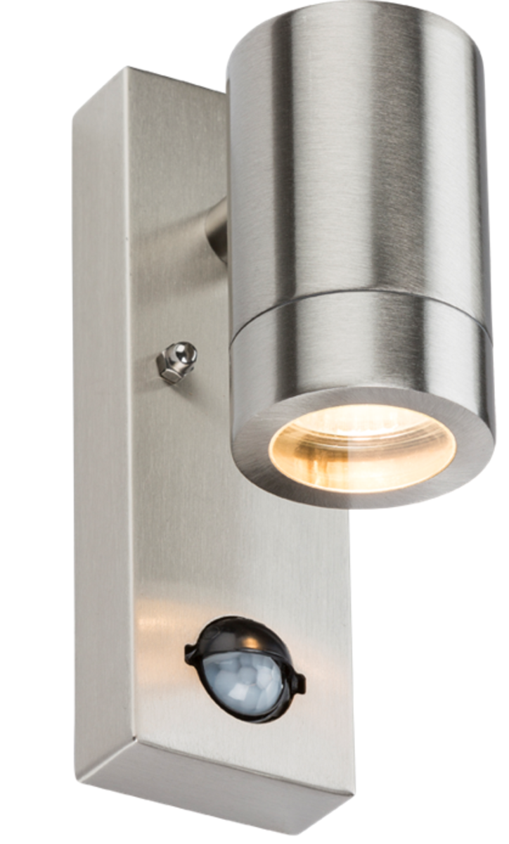 Knightsbridge WALL5LSS GU10 Fixed Wall Light with PIR Stainless Steel IP44