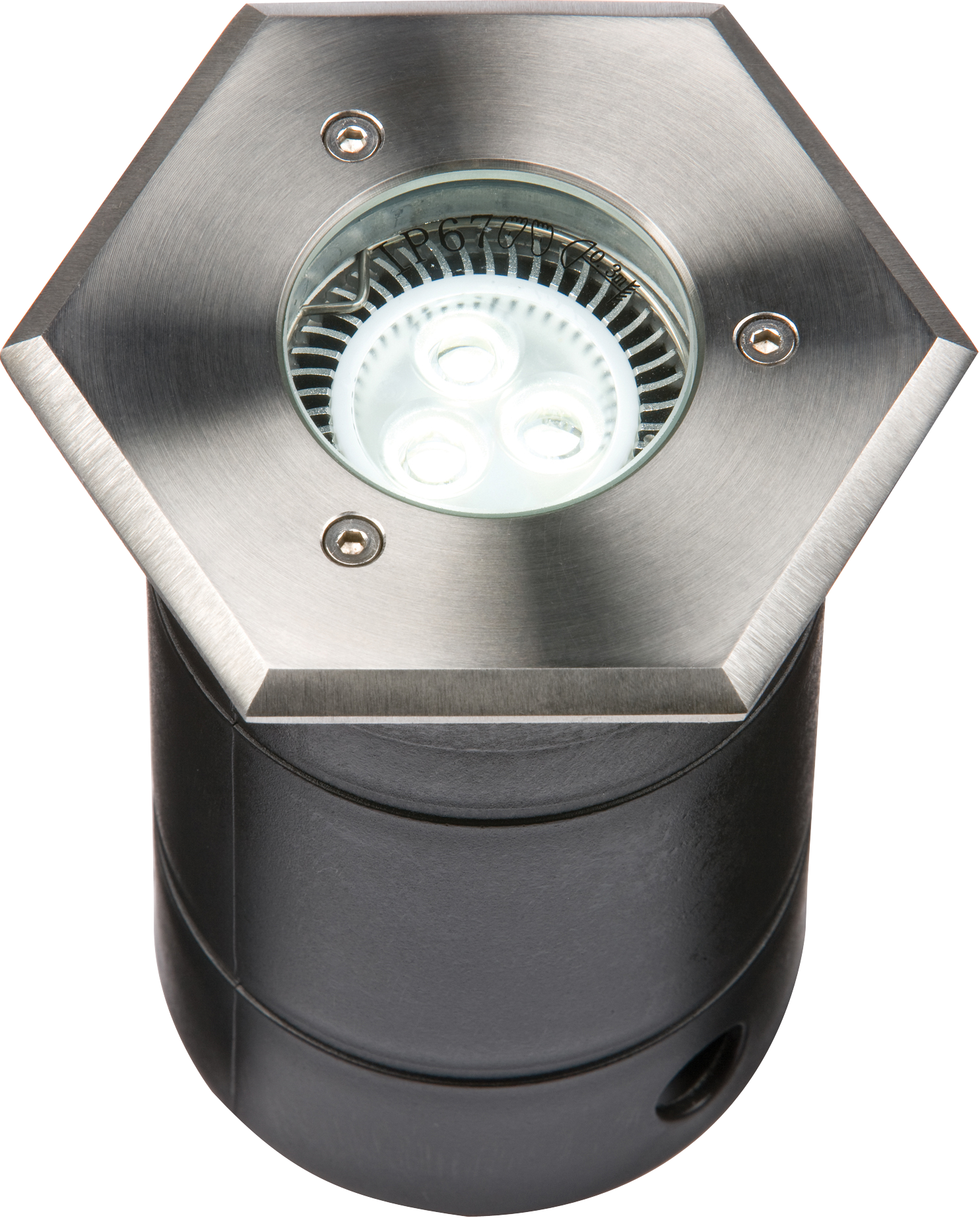 Knightsbridge WHGULED GU10 Hexagonal Drive and Walk Over Ground Light Stainless Steel IP67