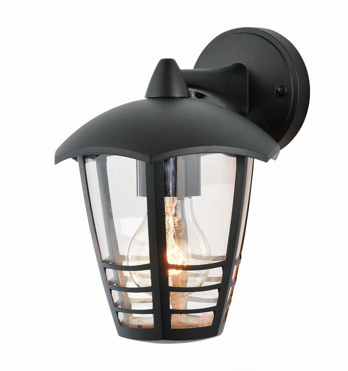 Forum ZN-25463-BLK Perdita E27 Black Curved Wall Lantern IP44