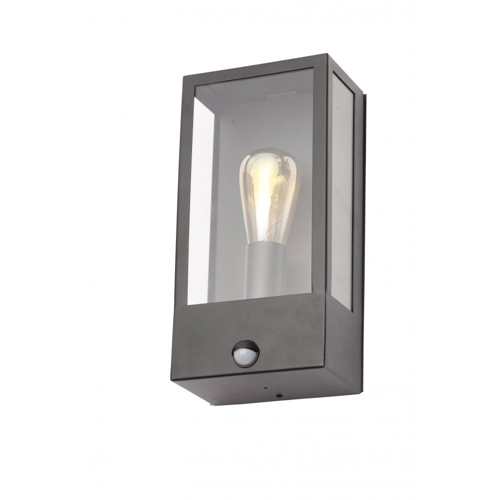 Forum ZN-32070-BLK Minerva E27 Black Box Lantern w/ PIR IP44