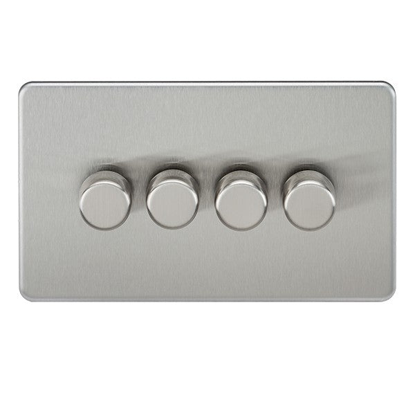 Knightsbridge SF2184BC 4 Gang 2 Way 150W LED Dimmer Brushed Chrome