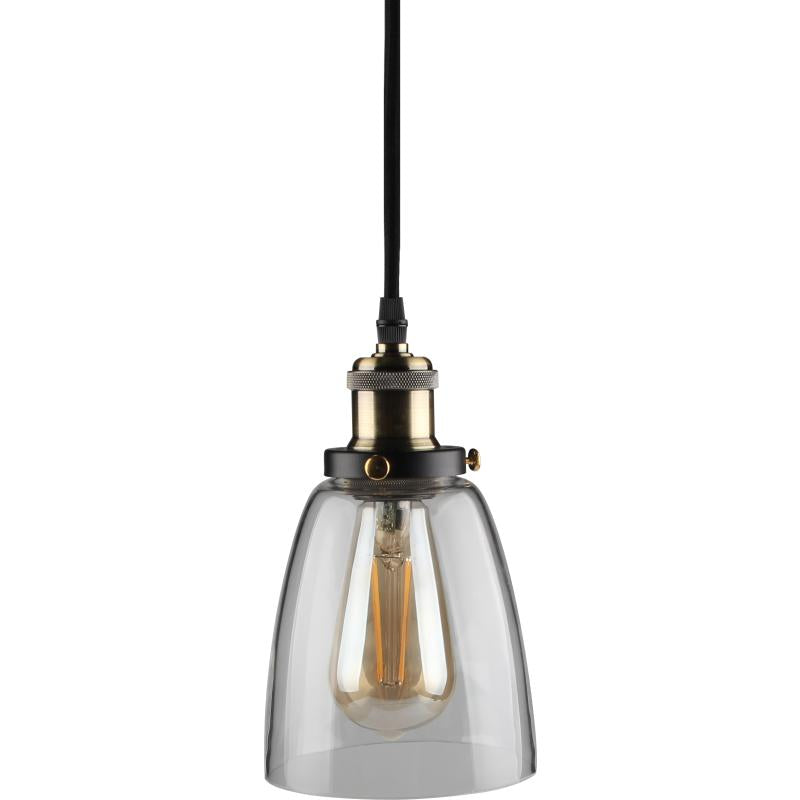 Kosnic TUL-CLR Tulip E27 Pendant and Cone Shaped Glass Shade Bronze/Clear