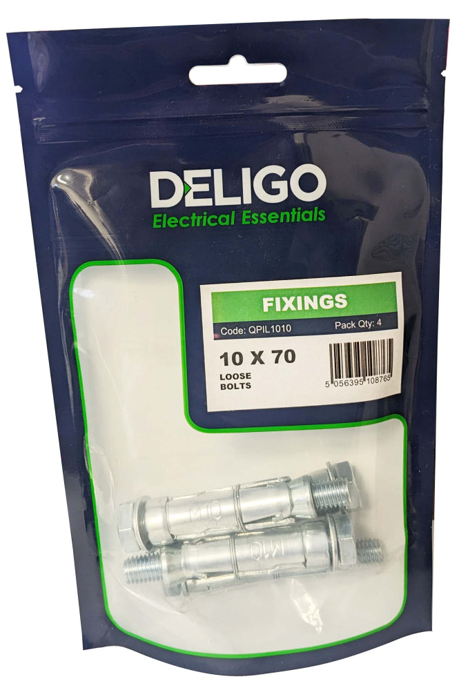 Deligo QPIL1010 M10 x 70mm Loose Bolts (Pack of 4)