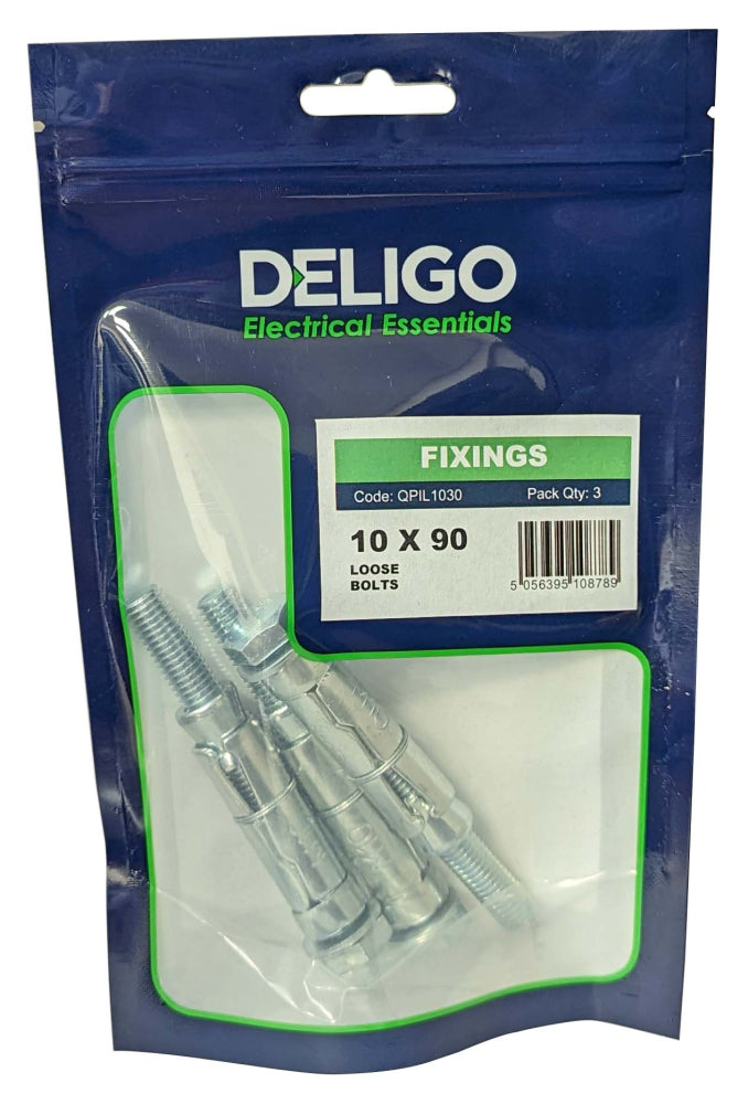 Deligo QPIL1030 M10 x 90mm Loose Bolts (Pack of 3)