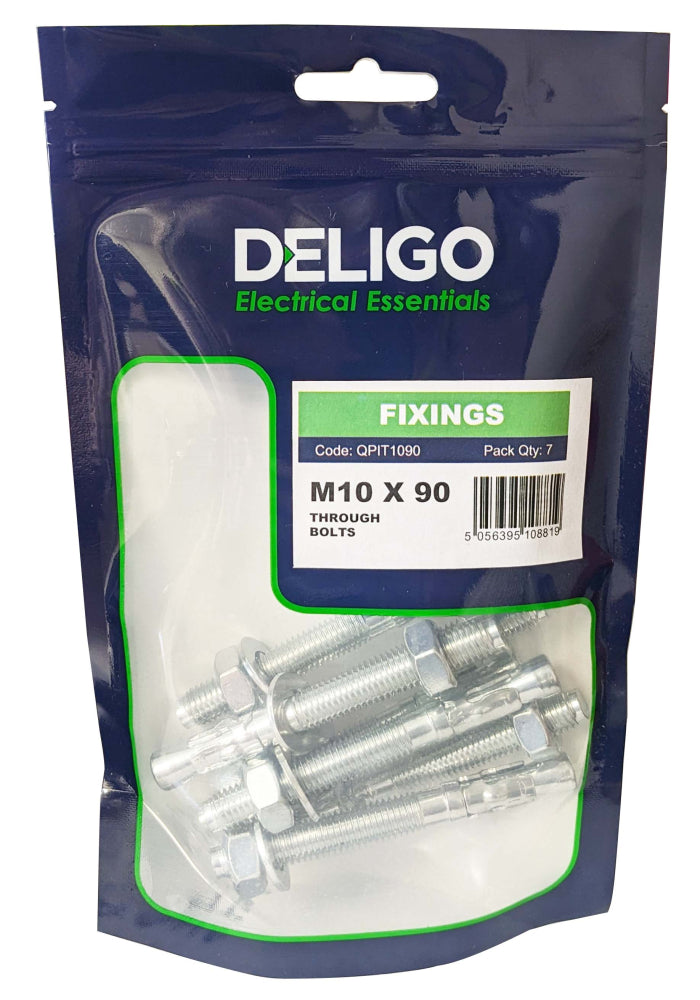 Deligo QPIT1090 M10 x 90mm Through Bolts (Pack of 7)