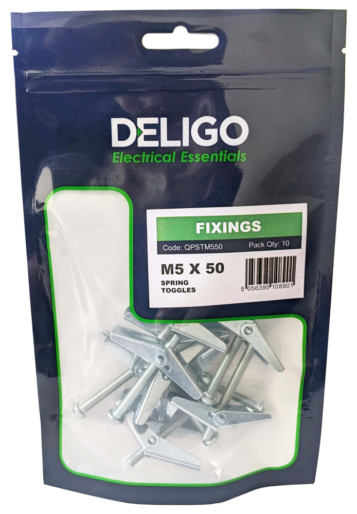 Deligo QPSTM550 M5 x 50mm Spring Toggles (Pack of 10)