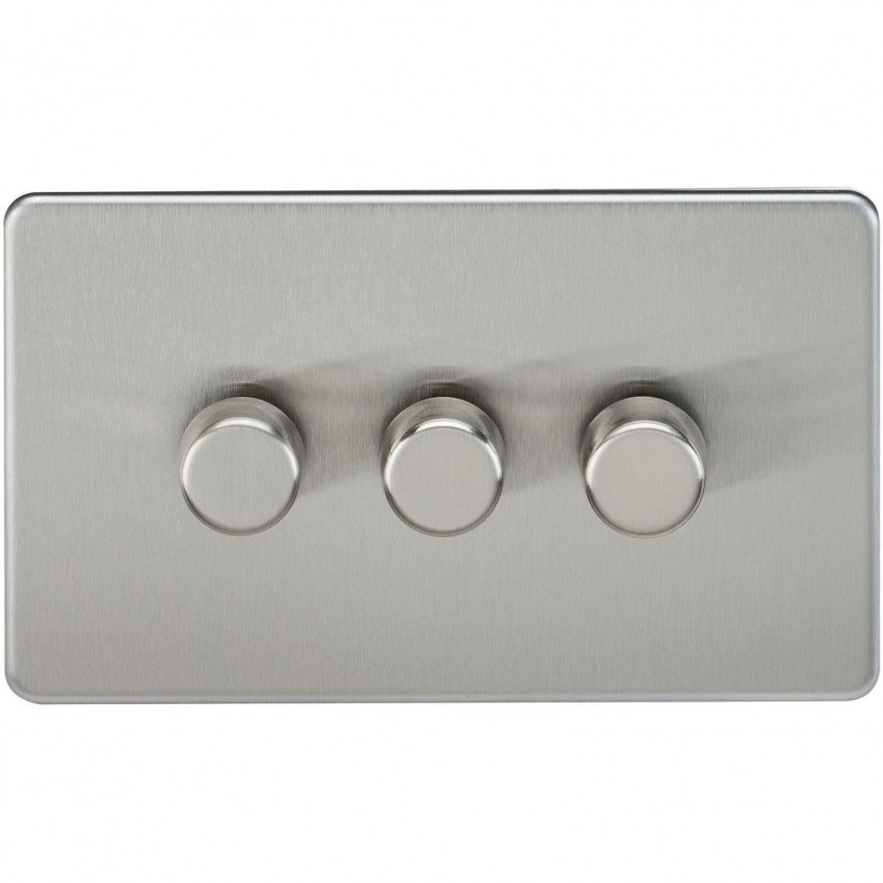 Knightsbridge SF2183BC 3 Gang 2 Way 150W LED Dimmer Brushed Chrome