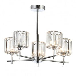 Forum SPA-33930-CHR Pegasi 5 x G9 Chrome and Glass Flush Ceiling Chandelier IP44