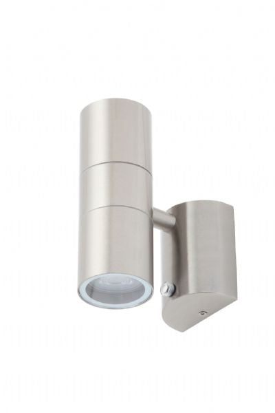 Forum ZN-34022-SST Leto 2 x GU10 Stainless Steel p / Down Wall Light with Photocell IP44